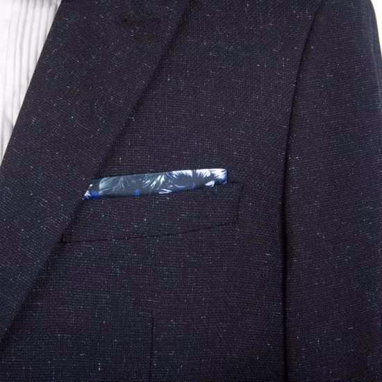 Wholesale Custom Made Navy Plain Single Breasted Suit 65%Polyester-35%Rayon Wedding Coat