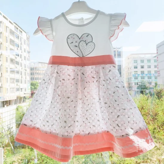 Sommerkleidung Blumenmuster Benutzerdefinierte Kinder dünne Schleife ärmelloses Kleid Mädchen Mode Kleidung Kleid Babykleid Mädchen tragen